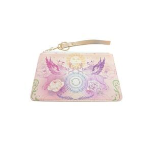 OOAK Artist Designed Celestial Sun Moon Wristlet Clutch Pink Yellow Blue